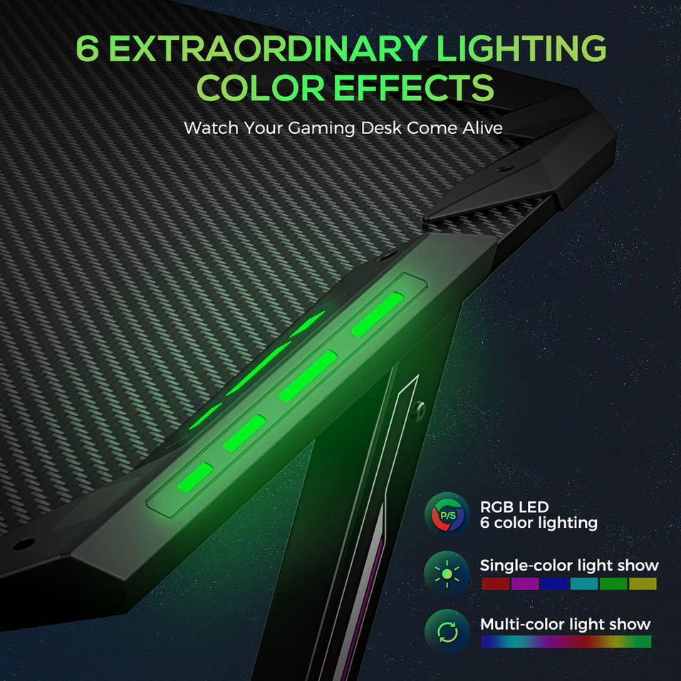 میزگیمینگ یوریکا با نور پردازی RGB سایز 60 * 153 مدل ERK-Z60-B