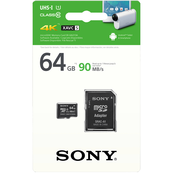 کارت حافظه microSDHC سونی مدل SR-16UY3A/T کلاس 10 استاندارد UHS-I U1 سرعت 90MBps ظرفیت 64 گیگابایت همراه با آداپتور SD