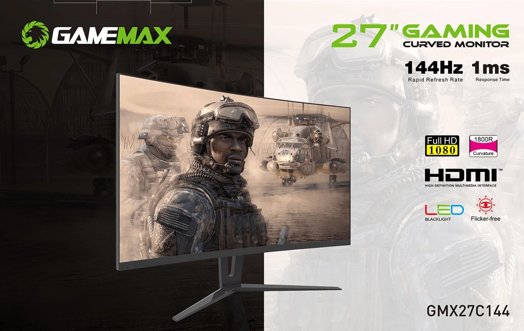 Monitor Gamemax GMX24C144 Black 144HZ Curve - Camicado