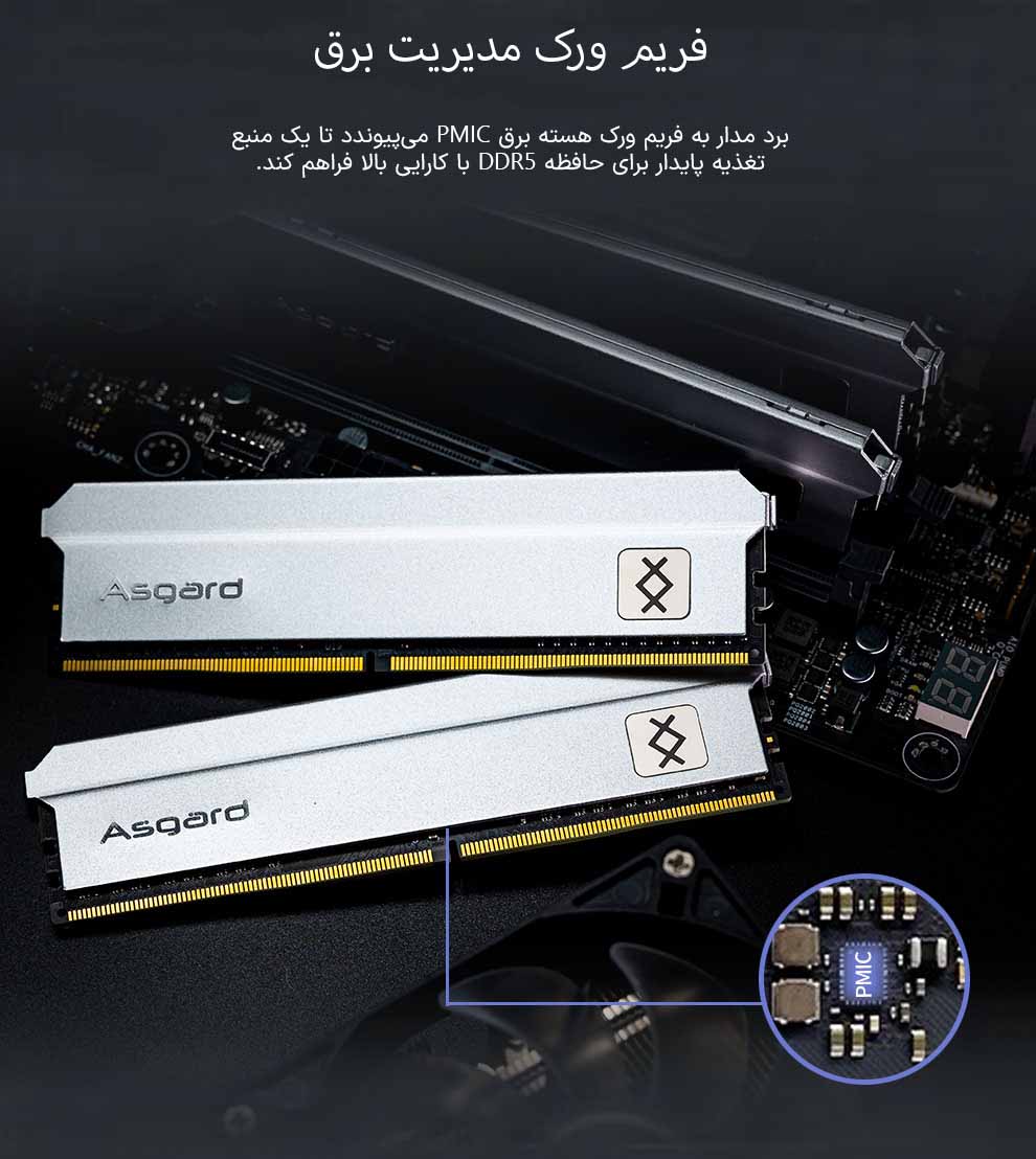 حافظه رم دسکتاپ دو کاناله آزگارد مدل Asgard Freyr DDR5 32GB 4800MHz Silver