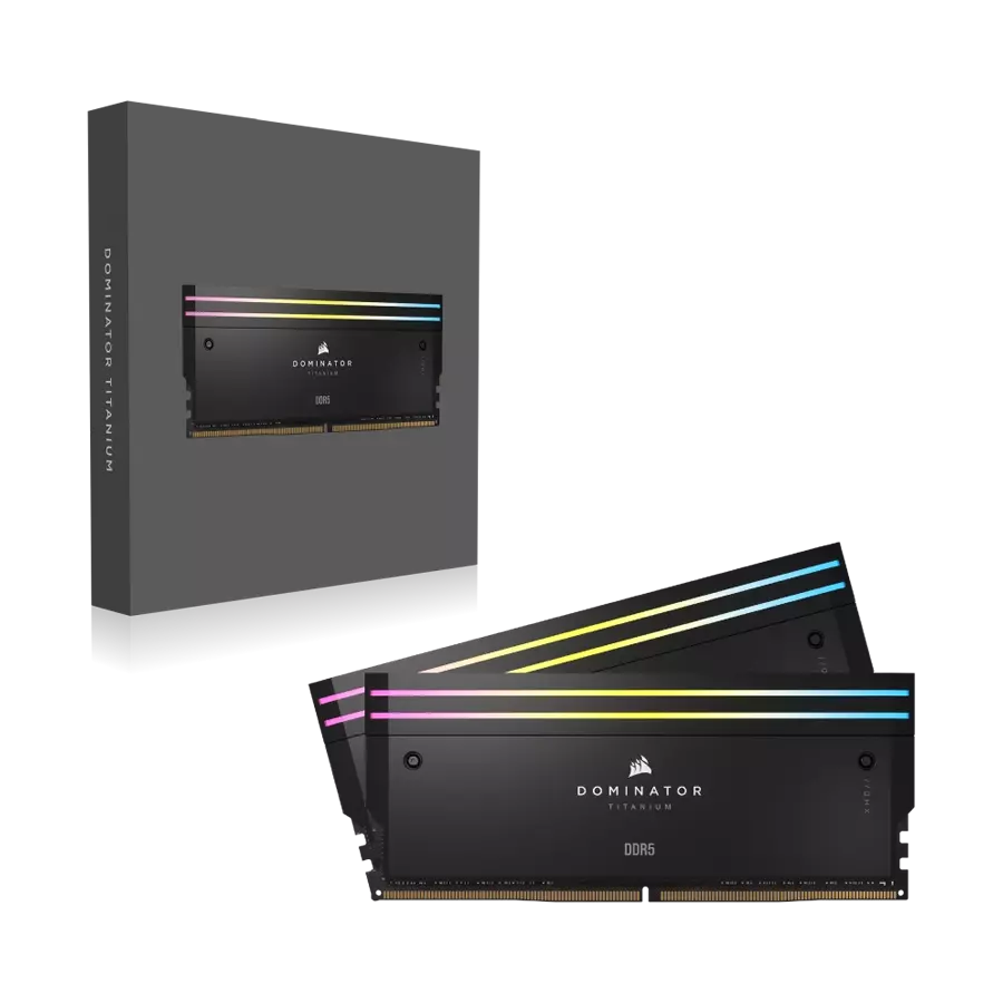 حافظه رم دسکتاپ دو کاناله Corsair مدل DOMINATOR TITANIUM RGB 32GB (2x16GB) DDR5 6600MHz C32