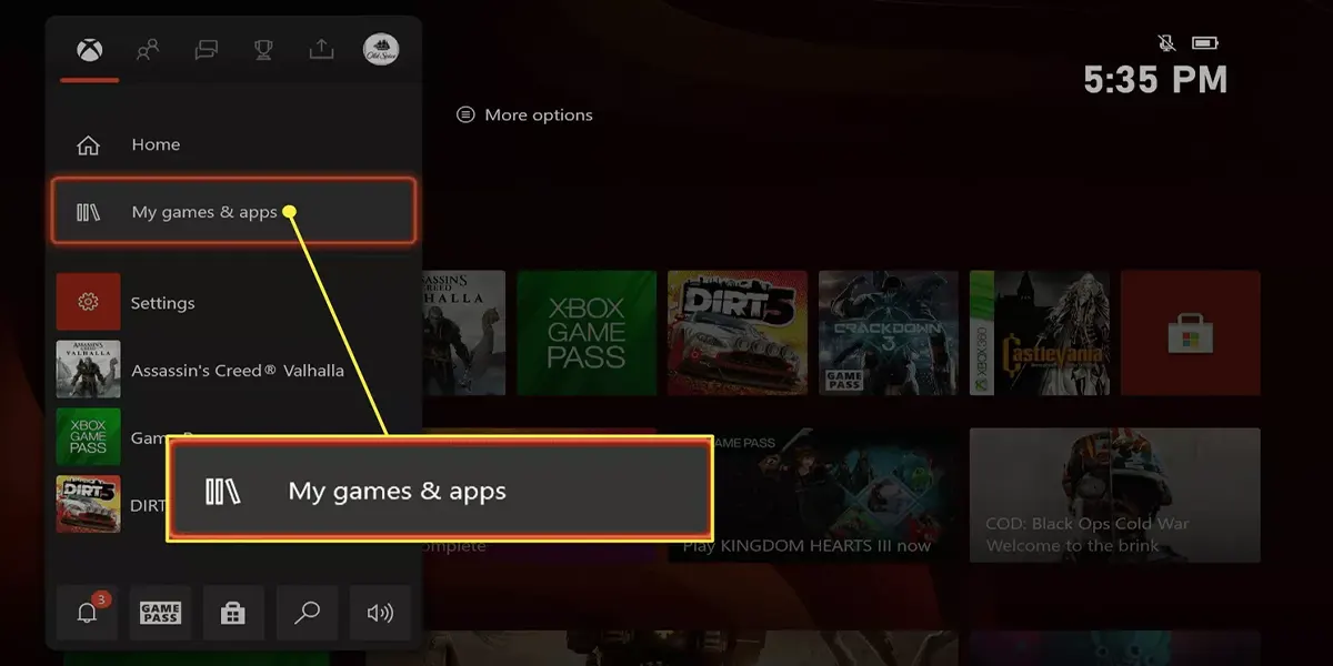 My games & apps در کنسول xbox