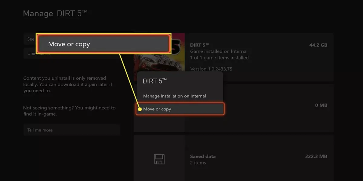 Move or copy in xbox