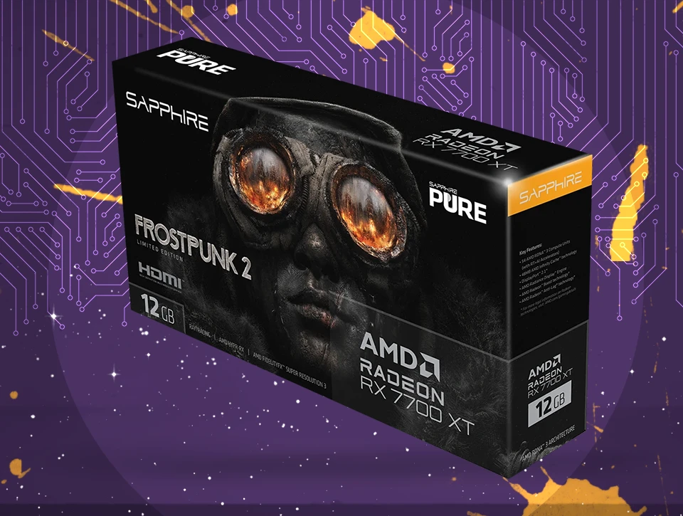 کارت گرافیک سافایر PURE Radeon RX 7700 XT 12GB Frostpunk 2 Edition