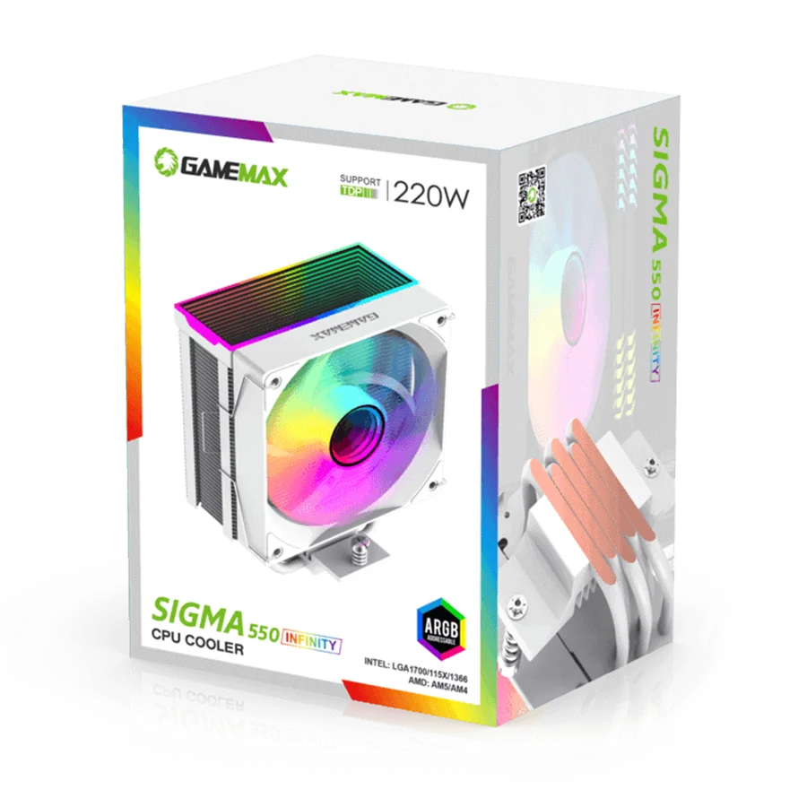 خنک کننده پردازنده گیم مکس GAMEMAX Sigma 550 Infinity White