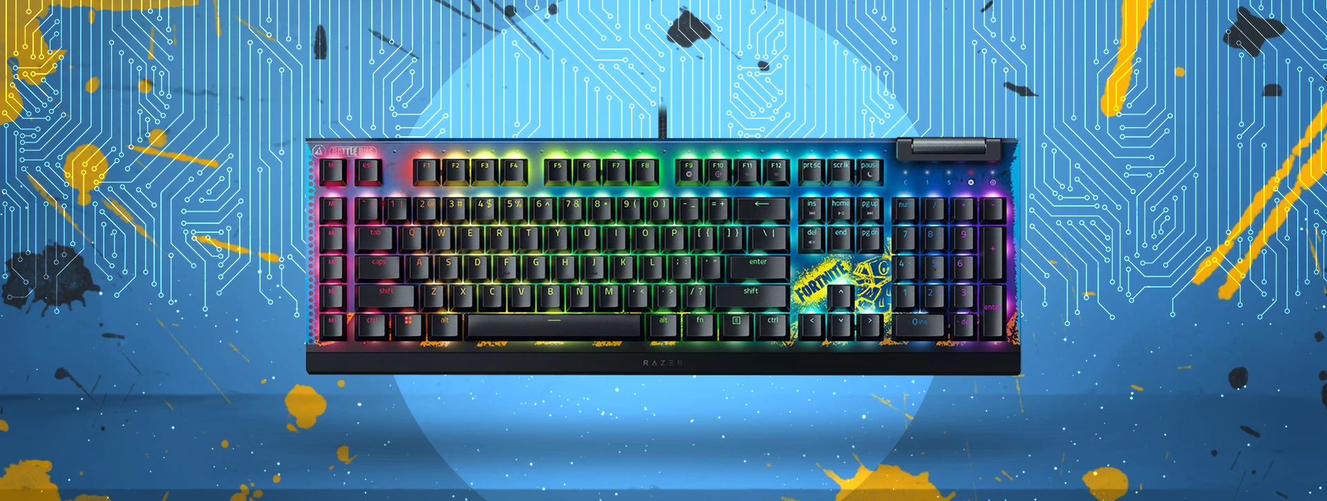 کیبورد مکانیکال گیمینگ ریزر Blackwidow V4 X Yellow Sw Fortnite Ed