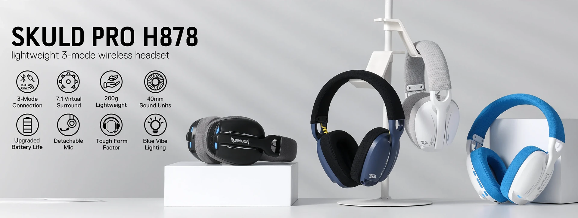 هدست بی سیم گیمینگ ردراگون Redragon SKULD PRO H878 BG