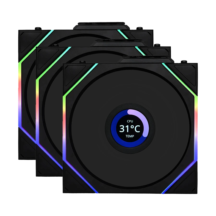 فن کیس لیان لی Lian Li UNI FAN TL-LCD Wireless Reverse 120 Black بسته 3 عددی