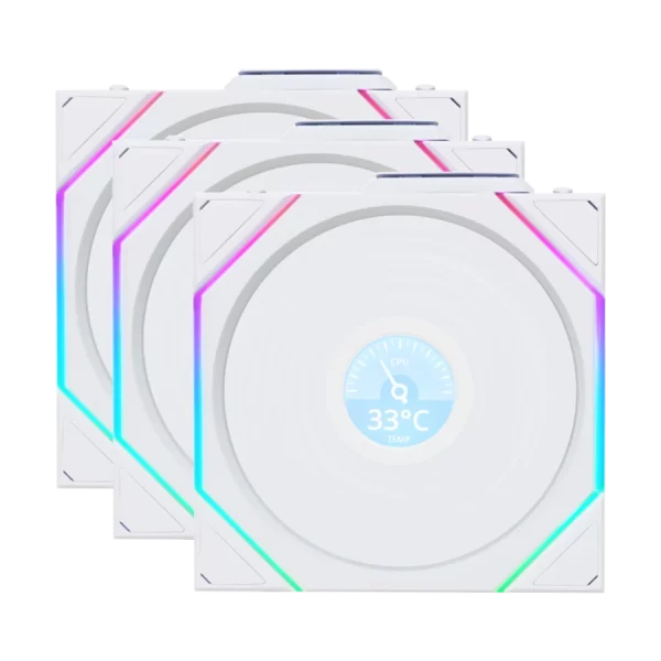 فن کیس لیان لی Lian Li UNI FAN TL-LCD Wireless Reverse 120 White بسته 3 عددی