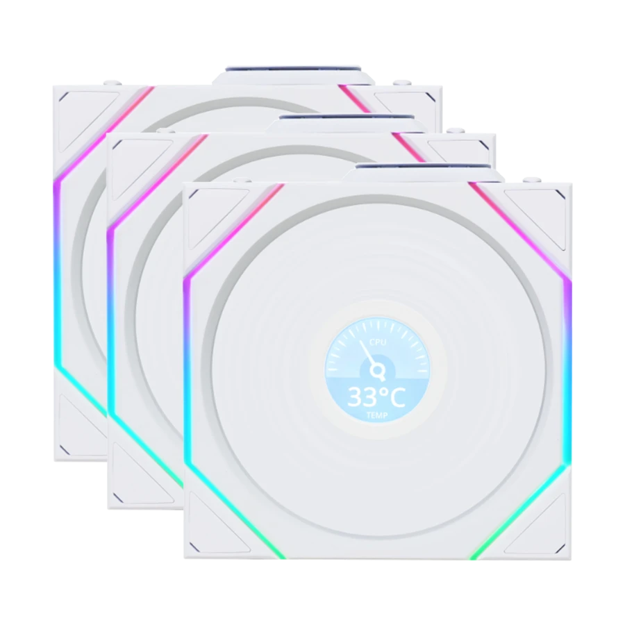 فن کیس لیان لی Lian Li UNI FAN TL-LCD Wireless Reverse 120 White بسته 3 عددی