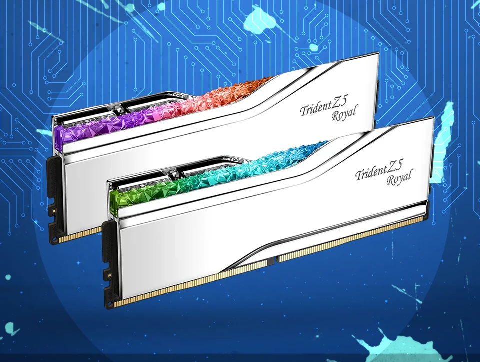 رم دسکتاپ دو کاناله G-Skill مدل Trident Z5 Royal RGB 64GB 6400 Silver CL32