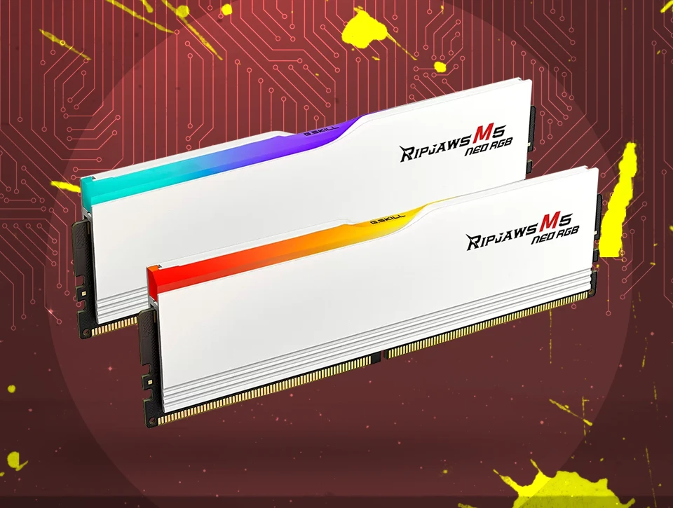 رم دسکتاپ دو کاناله G-Skill مدل Ripjaws M5 Neo RGB 32GB 6400 White