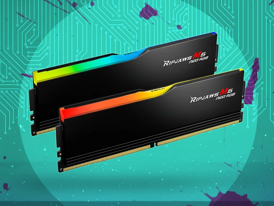 رم دسکتاپ دو کاناله G-Skill مدل Ripjaws M5 Neo RGB 32GB 6400 Black