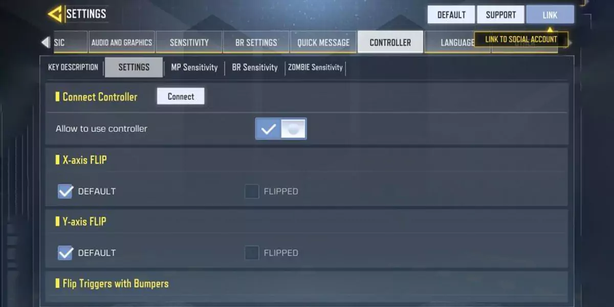 تنظیمات داخل بازی کالاف دیوتی موبایل