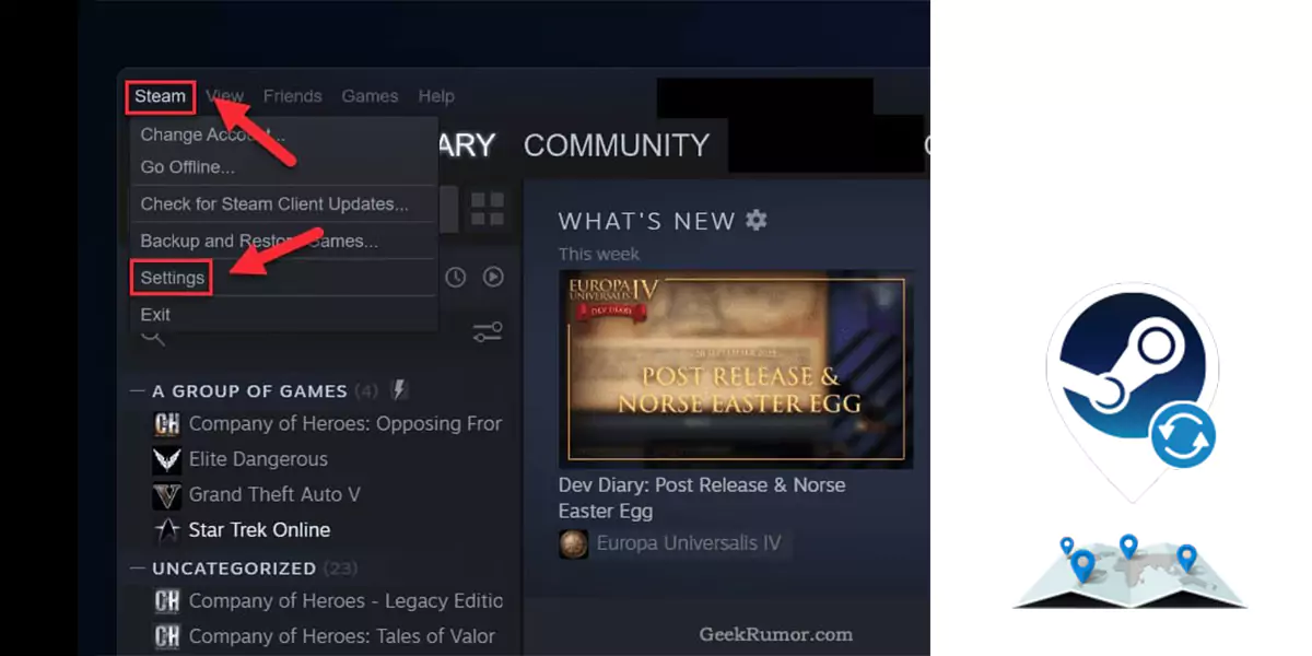 سیاست‌های رسمی استیم در مورد منطقه فروشگاه