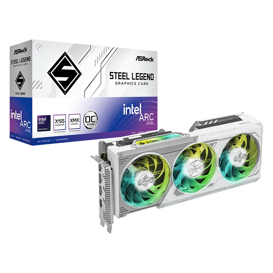کارت گرافیک ازراک ASRock Arc B580 Steel Legend 12GB OC