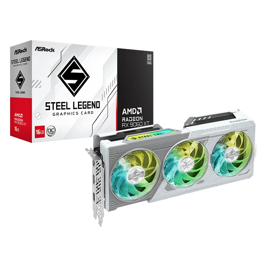 کارت گرافیک ازراک ASRock RX 9060 XT Steel Legend 16GB OC