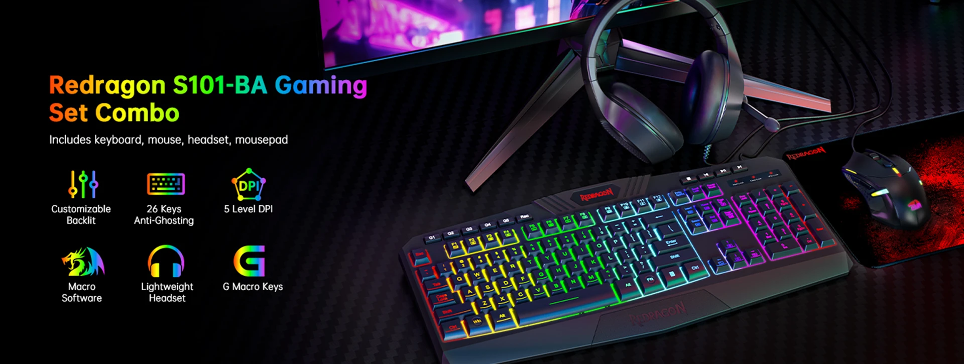 باندل گیمینگ ردراگون Redragon S101-BA-3