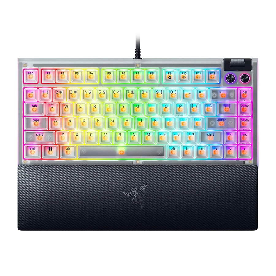 کیبورد بی سیم مکانیکال گیمینگ ریزر RAZER BlackWidow V4 75% Phantom White ED Orange SW