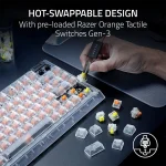 کیبورد بی سیم مکانیکال گیمینگ ریزر RAZER BlackWidow V4 75% Phantom White ED Orange SW